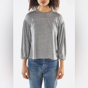 THE GREAT. Curve Tee Heather Grey